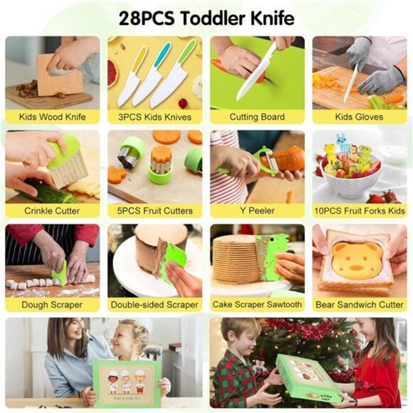 28PCS Toddler Knife Set - Kids Knifes for Real Cooking, Montessori Kids Kitchen - Picture 3 of 8